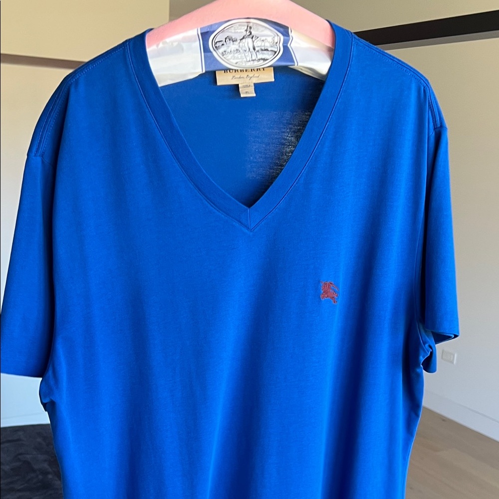 Burberry Royal Blue V-Neck Tee